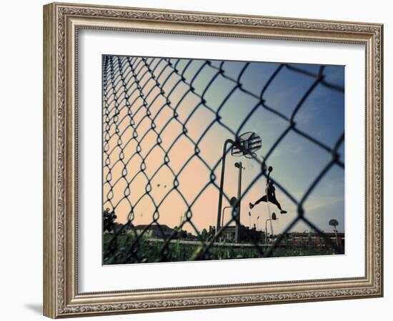 Mid Adult Man Playing Basketball-null-Framed Photographic Print