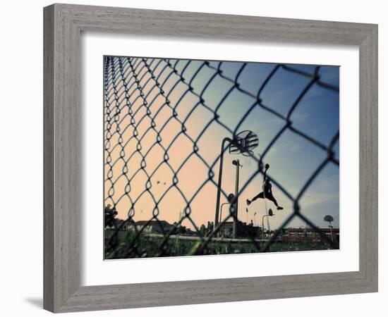 Mid Adult Man Playing Basketball-null-Framed Photographic Print