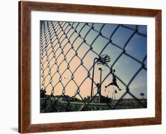 Mid Adult Man Playing Basketball-null-Framed Photographic Print