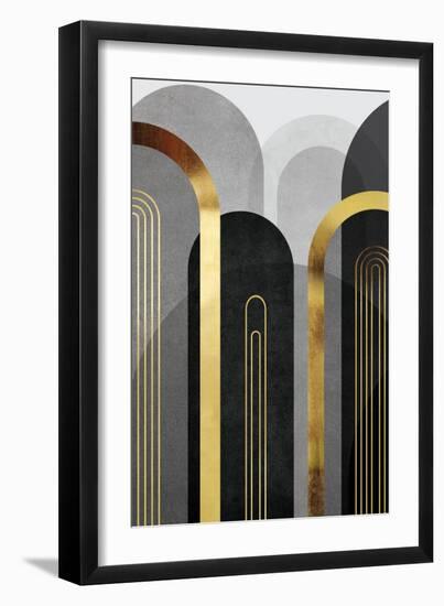Mid Century Arches Black Gold 1-Urban Epiphany-Framed Art Print