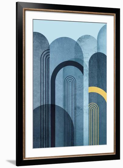 Mid Century Arches Navy Blue-Urban Epiphany-Framed Art Print