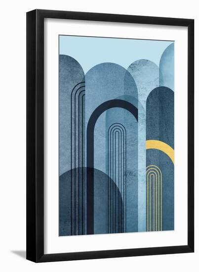 Mid Century Arches Navy Blue-Urban Epiphany-Framed Art Print