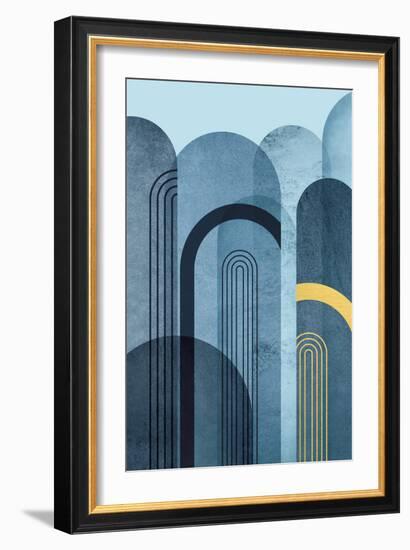 Mid Century Arches Navy Blue-Urban Epiphany-Framed Art Print