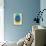 Mid Century Blue Circle and Half Moons-Eline Isaksen-Framed Stretched Canvas displayed on a wall