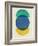 Mid Century Blue Circle and Half Moons-Eline Isaksen-Framed Art Print