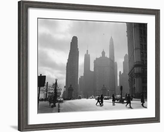 Mid-Century Chicago, Looking Down Michigan Avenue, 1951-null-Framed Photo