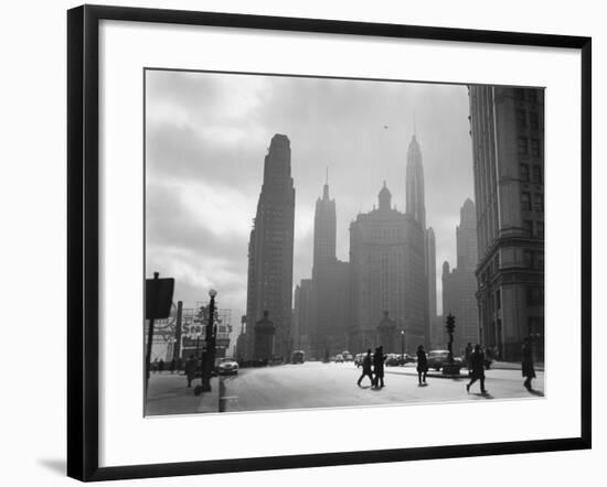 Mid-Century Chicago, Looking Down Michigan Avenue, 1951-null-Framed Photo