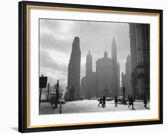 Mid-Century Chicago, Looking Down Michigan Avenue, 1951-null-Framed Photo