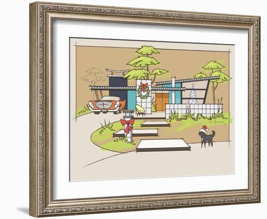 Mid-Century Christmas #1 - Chrysler Black Dog-Larry Hunter-Framed Giclee Print