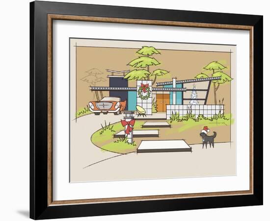 Mid-Century Christmas #1 - Chrysler Black Dog-Larry Hunter-Framed Giclee Print