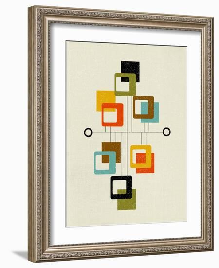 Mid Century Floating Square Shapes-Eline Isaksen-Framed Art Print