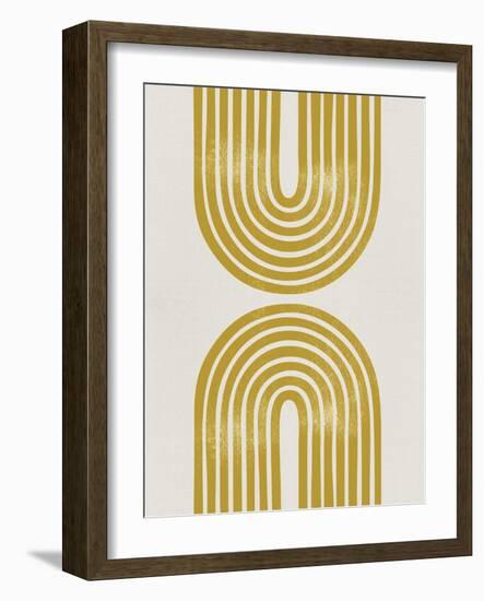 Mid Century Gold Shapes I-Eline Isaksen-Framed Art Print