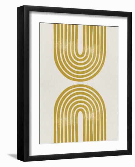 Mid Century Gold Shapes I-Eline Isaksen-Framed Art Print