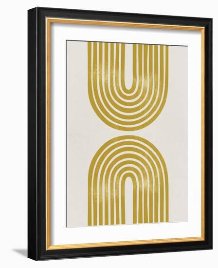 Mid Century Gold Shapes I-Eline Isaksen-Framed Art Print