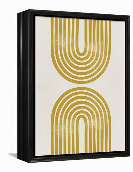 Mid Century Gold Shapes I-Eline Isaksen-Framed Stretched Canvas