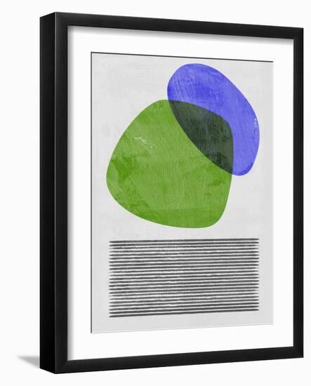 Mid Century Green and Blue Study-Eline Isaksen-Framed Art Print