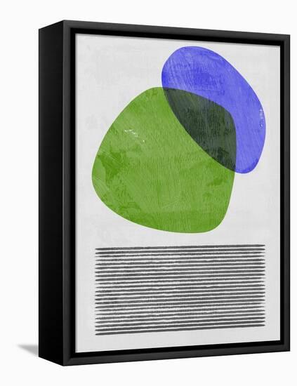 Mid Century Green and Blue Study-Eline Isaksen-Framed Stretched Canvas