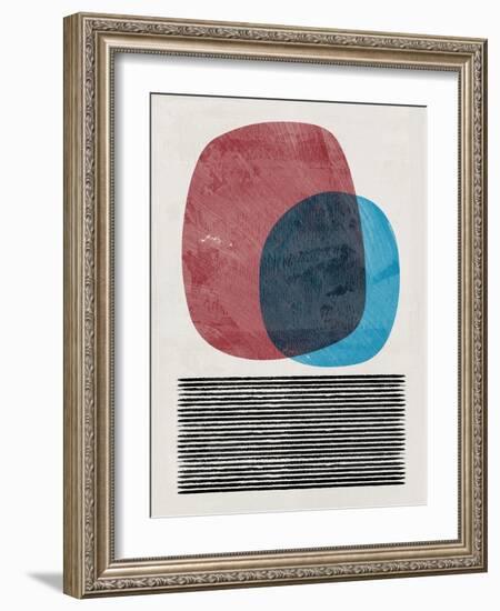 Mid Century Indian Red and Blue Study-Eline Isaksen-Framed Art Print