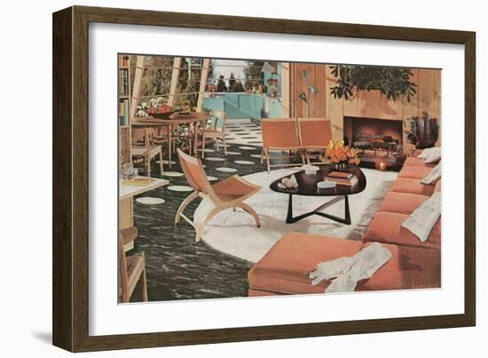 Mid-Century Living Room-null-Framed Art Print