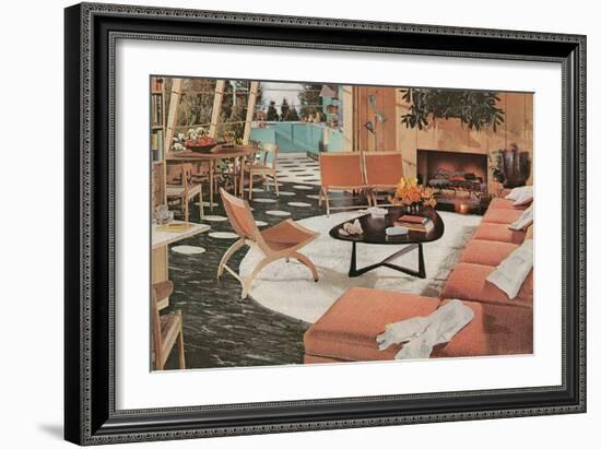 Mid-Century Living Room-null-Framed Art Print
