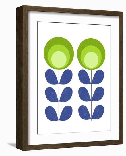 Mid Century Modern Green Flowers-Anita Nilsson-Framed Art Print