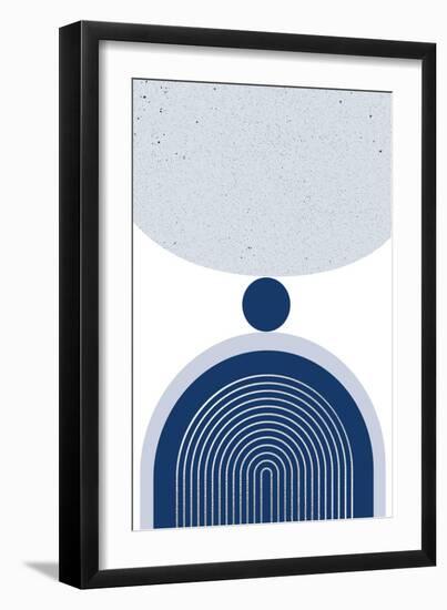 Mid Century Modern Navy Silver 1-Urban Epiphany-Framed Art Print