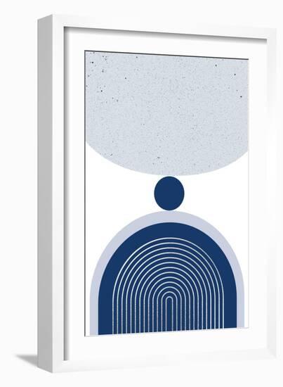 Mid Century Modern Navy Silver 1-Urban Epiphany-Framed Art Print