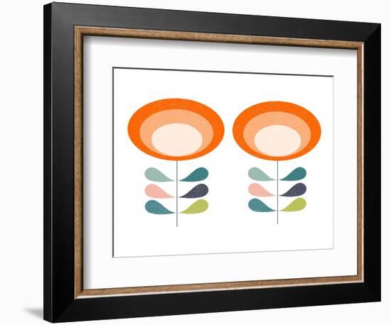 Mid Century Modern Orange Flowers-Anita Nilsson-Framed Art Print