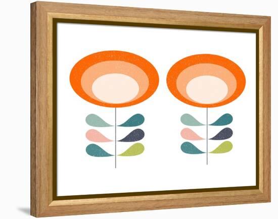 Mid Century Modern Orange Flowers-Anita Nilsson-Framed Stretched Canvas