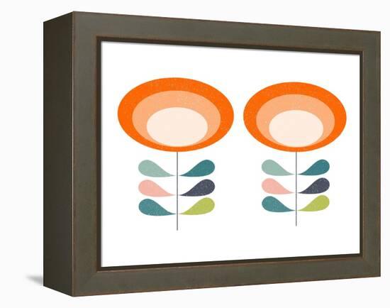 Mid Century Modern Orange Flowers-Anita Nilsson-Framed Stretched Canvas