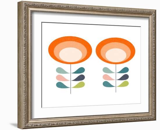 Mid Century Modern Orange Flowers-Anita Nilsson-Framed Art Print