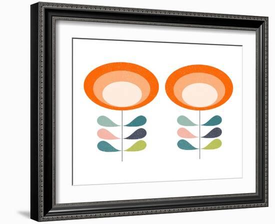 Mid Century Modern Orange Flowers-Anita Nilsson-Framed Art Print