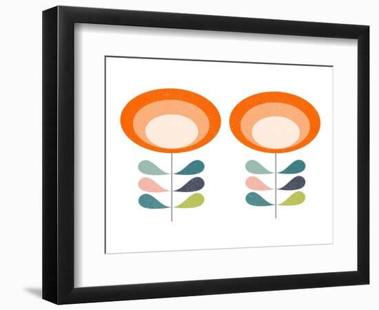 Mid Century Modern Orange Flowers-Anita Nilsson-Framed Premium Giclee Print