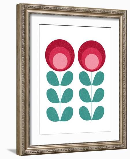 Mid Century Modern Pink Flowers-Anita Nilsson-Framed Art Print