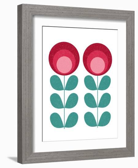 Mid Century Modern Pink Flowers-Anita Nilsson-Framed Art Print