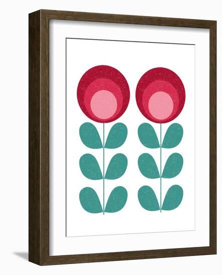 Mid Century Modern Pink Flowers-Anita Nilsson-Framed Art Print