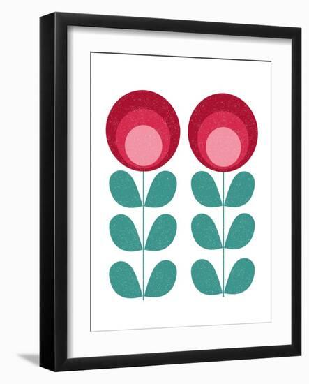 Mid Century Modern Pink Flowers-Anita Nilsson-Framed Art Print