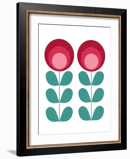 Mid Century Modern Pink Flowers-Anita Nilsson-Framed Art Print