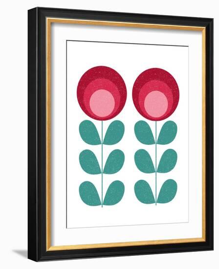 Mid Century Modern Pink Flowers-Anita Nilsson-Framed Art Print