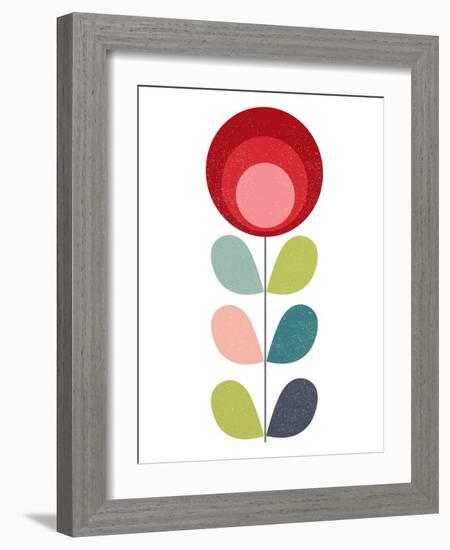 Mid Century Modern Red Flower I-Anita Nilsson-Framed Art Print