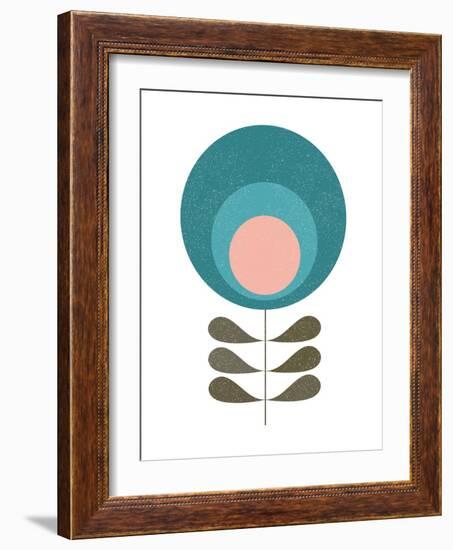 Mid Century Modern Teal Flower I-Anita Nilsson-Framed Art Print