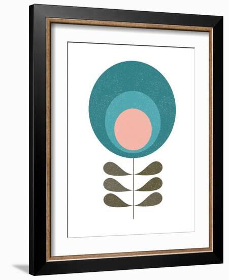 Mid Century Modern Teal Flower I-Anita Nilsson-Framed Art Print