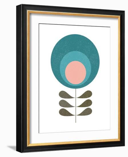 Mid Century Modern Teal Flower I-Anita Nilsson-Framed Art Print