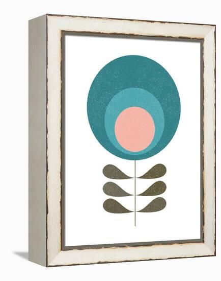 Mid Century Modern Teal Flower I-Anita Nilsson-Framed Stretched Canvas