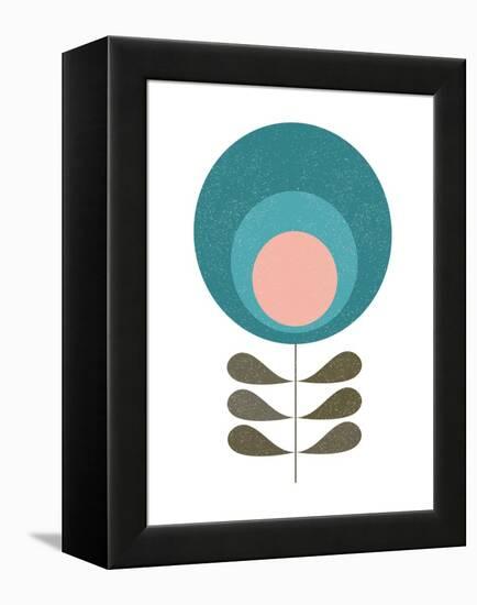 Mid Century Modern Teal Flower I-Anita Nilsson-Framed Stretched Canvas