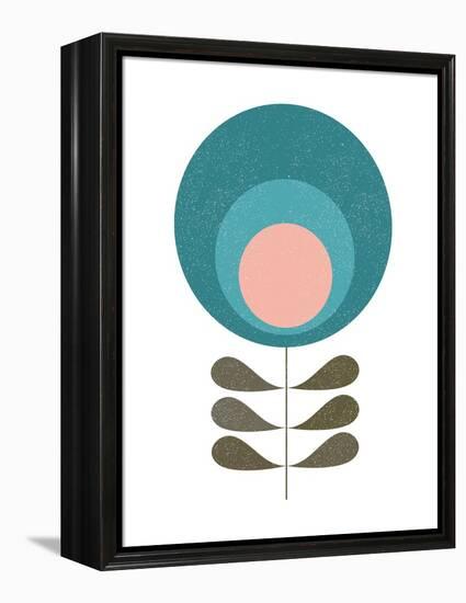 Mid Century Modern Teal Flower I-Anita Nilsson-Framed Stretched Canvas