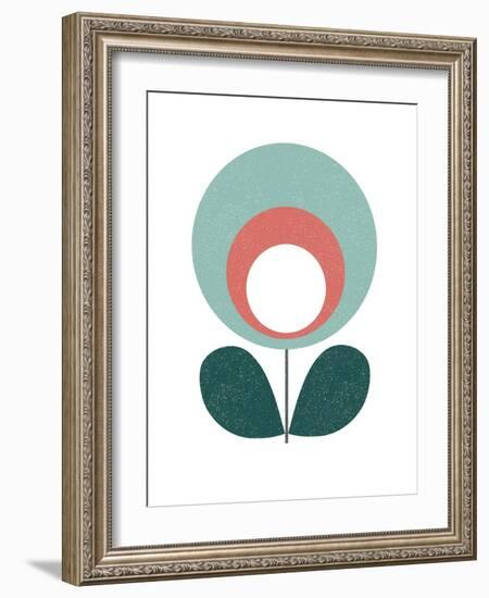 Mid Century Modern Teal Flower III-Anita Nilsson-Framed Art Print