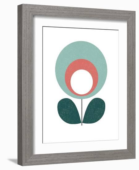 Mid Century Modern Teal Flower III-Anita Nilsson-Framed Art Print