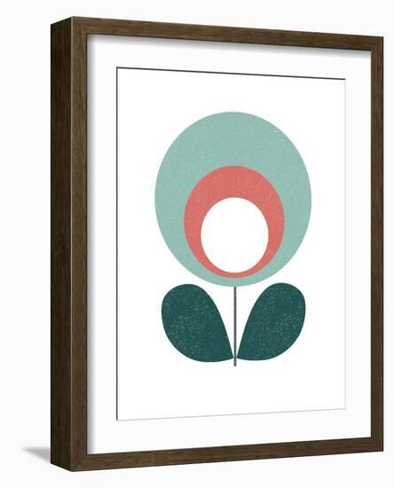 Mid Century Modern Teal Flower III-Anita Nilsson-Framed Art Print