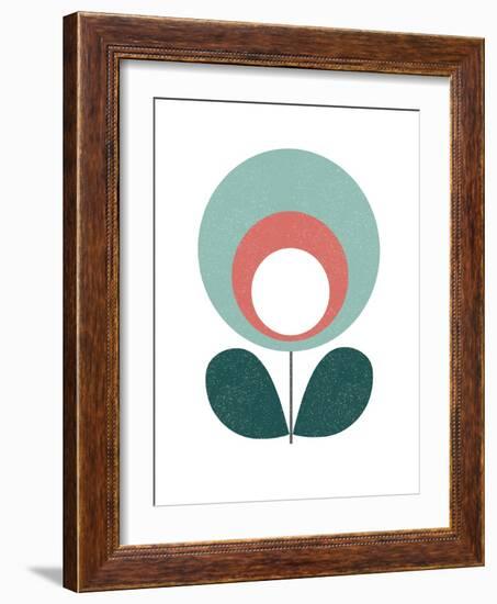 Mid Century Modern Teal Flower III-Anita Nilsson-Framed Art Print